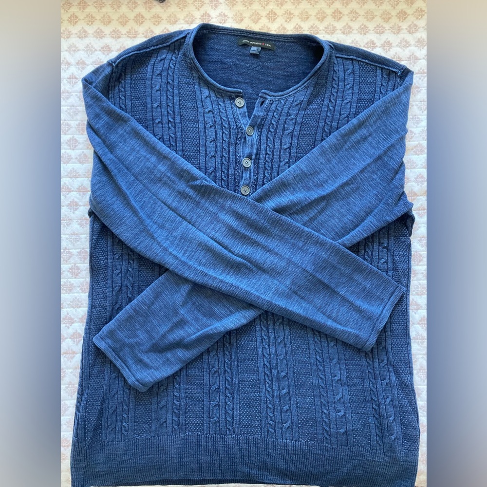 John Varvatos Long Sleeve Henley Sweater - Large